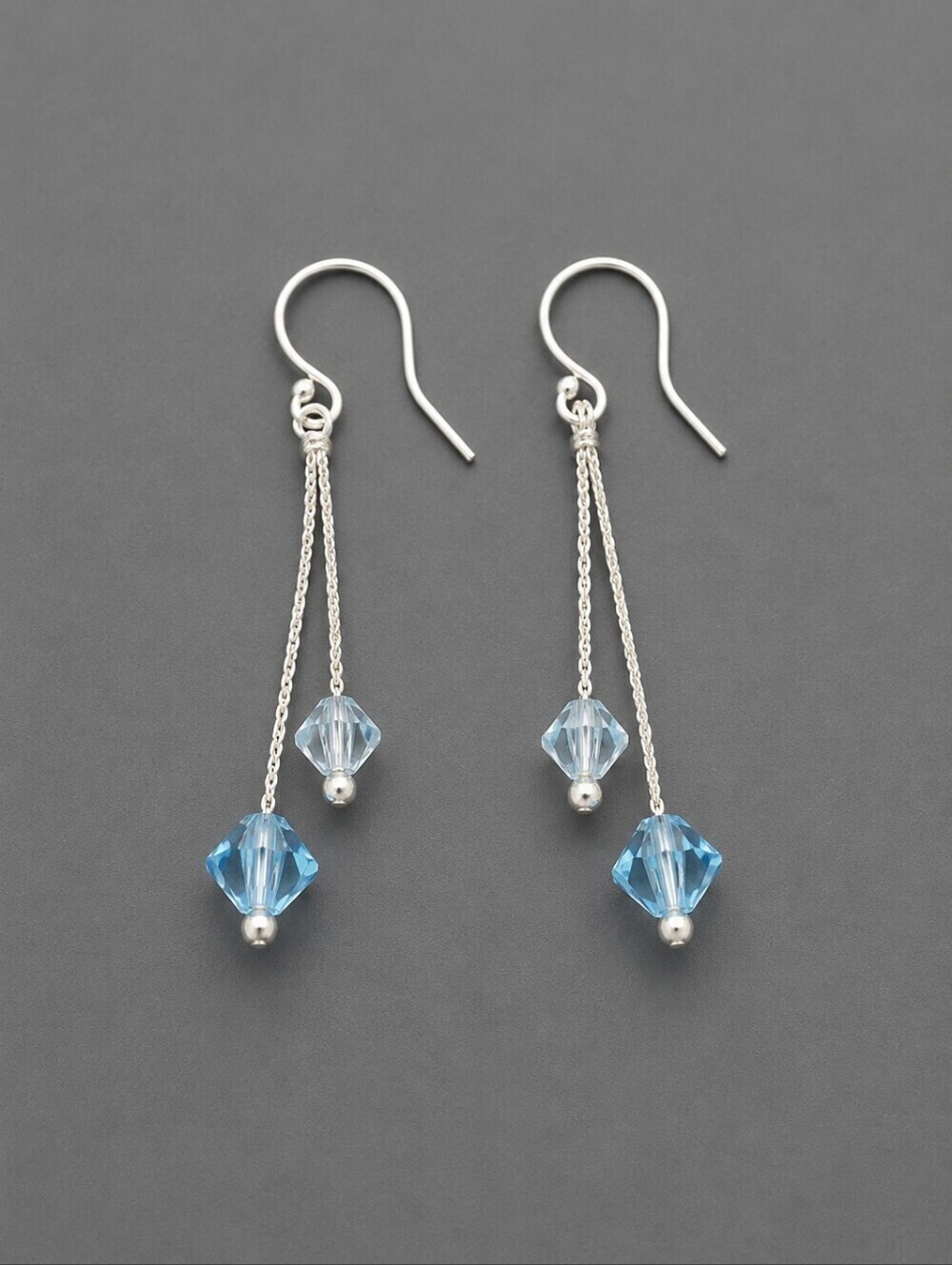 3/$30 Silvertone Icy Blue Beaded Drop Dangle Hook Earrings